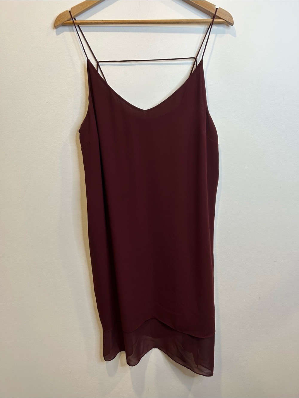 Ever New "Valerie" Strappy Layered Camisole Dress in Burgundy